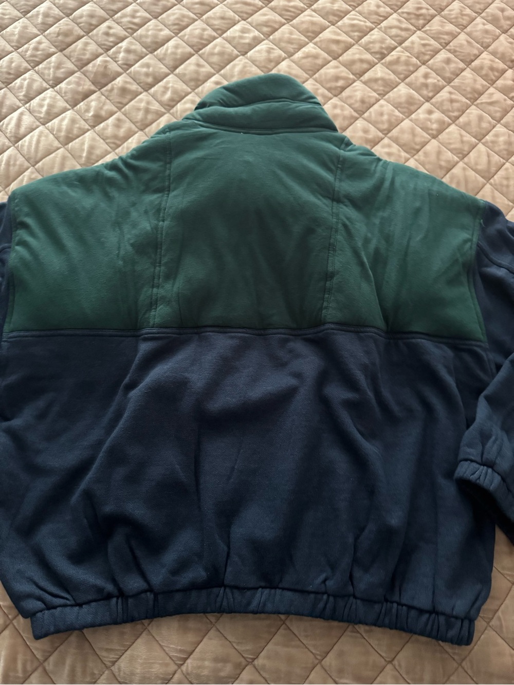 Pilcro Green and Navy Half-Zip Pullover Sweatshirt with Embroidered Patch, Large - Picture 5 of 10